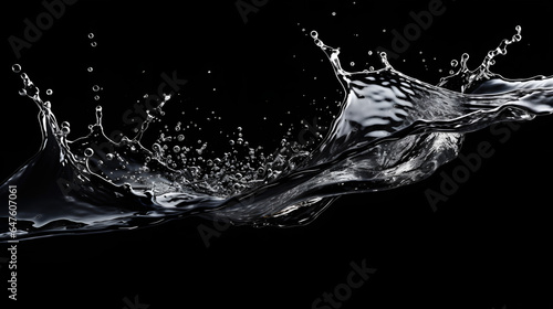 Water splash isolated on black created with generative AI