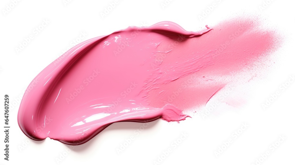 Pink lipstick stroke smear smudge on isolated white background, generative ai Pink lipstick stroke smear smudge on isolated white background, generative ai