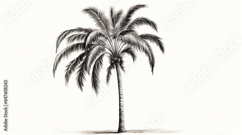 A drawing of a palm tree on a white background