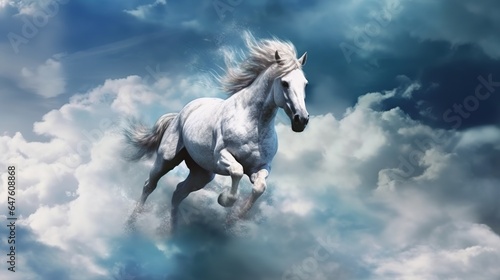 Horse runs in the clouds, Generative AI