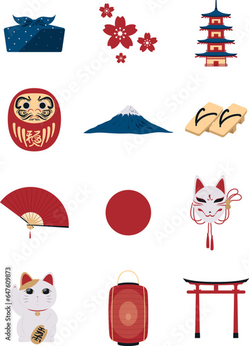 Japanese Culture Icon Illustration Set