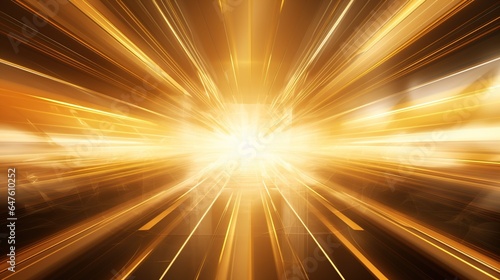 Digital science futuristic technology light rays stripes lines with yellow or gold light background. AI generated