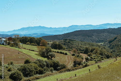 landscape of a small village in northern Spain Asturias