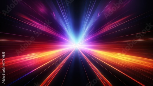 Digital science futuristic technology light rays stripes lines light background. AI generated