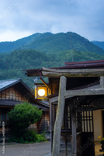 Narai–juku , Edo village on Enakyo Nakasendo trails during summer morning at Gifu , Japan : 29 August 2019. photo