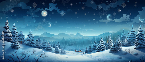 Festive holiday illustration with Christmas-themed banner background © NE97