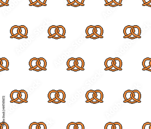 pixel pretzel Seamless Pattern vector pretzel background  pixel art 8 bit game