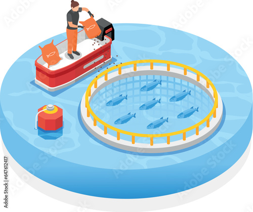 Feeding Fishes At Fish Farm