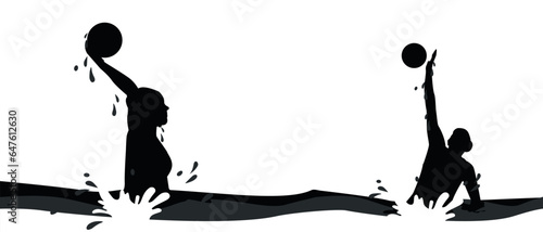 Water polo silhouette art illustration
