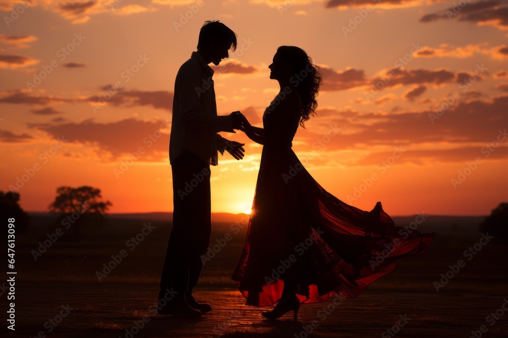 ilhouette Of A Couple Dancing, Generative AI