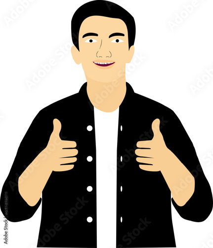 Handsome Man giving thums up vector illustration designed photo