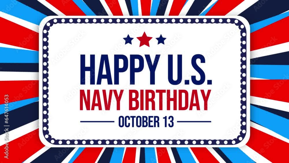 Happy US Navy Birthday 4K Animation wallpaper with design and text in the center. Happy US Navy Birthday 4K Animation wallpaper with design and text in the center.