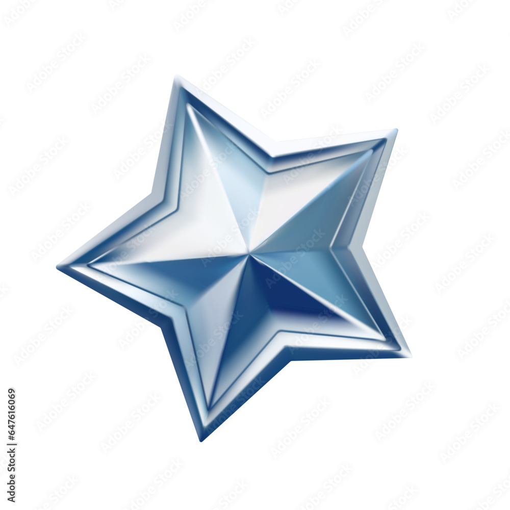 Fototapeta premium Vector illustration of silver beautiful star on white background. 3d style design with silver star