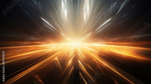Digital science futuristic technology light rays stripes lines with yellow or gold light background. AI generated