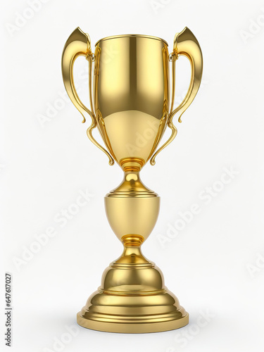 Gold trophy cup in a white background generative ai,