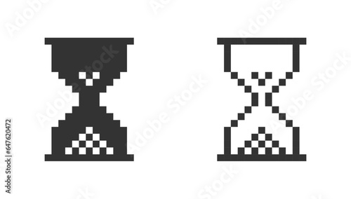Sandglass pixel icons, sand watch stock illustration.