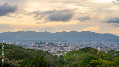 Beautiful sunset view in Kyoto during summer at Kyoto Honshu , Japan : 2 September 2019