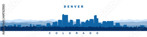 Denver city silhouette vector illustration on white background, Colorado, USA	