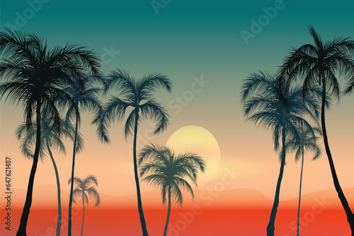 Palm Tree Sunset Composition