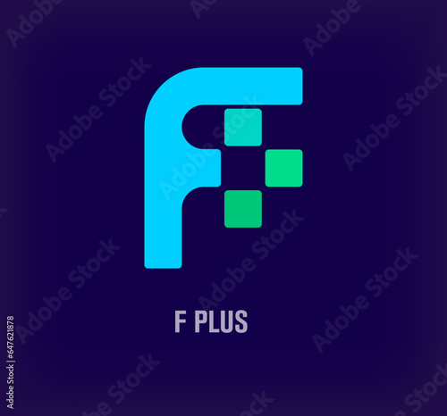Plus sign and letter f plus combination idea logo. Unique color transitions. Health and medical service design template. vector.