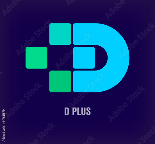 Plus sign and letter d plus combination idea logo. Unique color transitions. Health and medical service design template. vector.