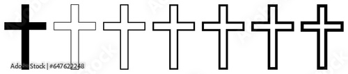 Christian cross icon set. Crucifix illustration.
