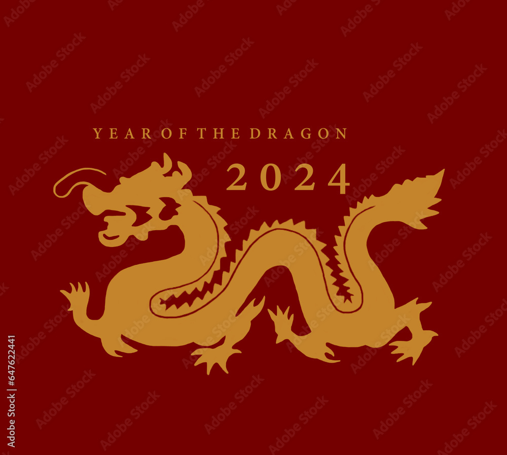 Simple cut out of golden dragon greeting card celebrate Chinese New year 2024. poster banner elegance invitation. Simple cut out of golden dragon greeting card celebrate Chinese New year 2024. poster banner elegance invitation.