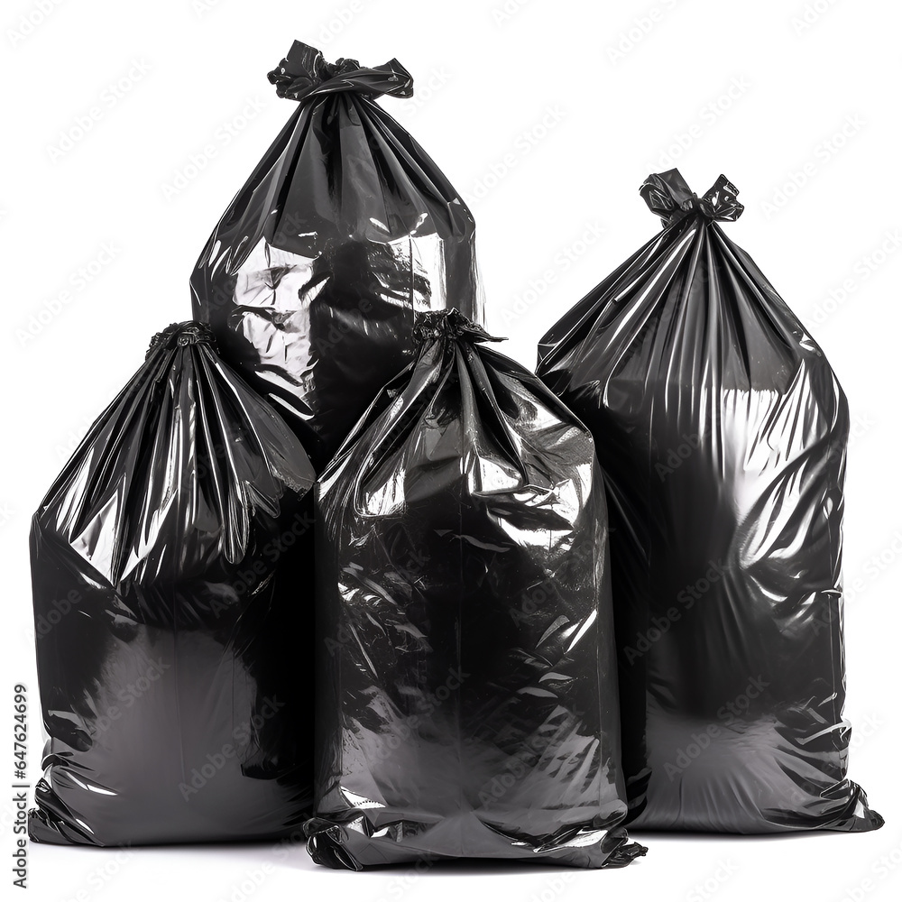 black garbage bag isolated on white background black garbage bag isolated on white background