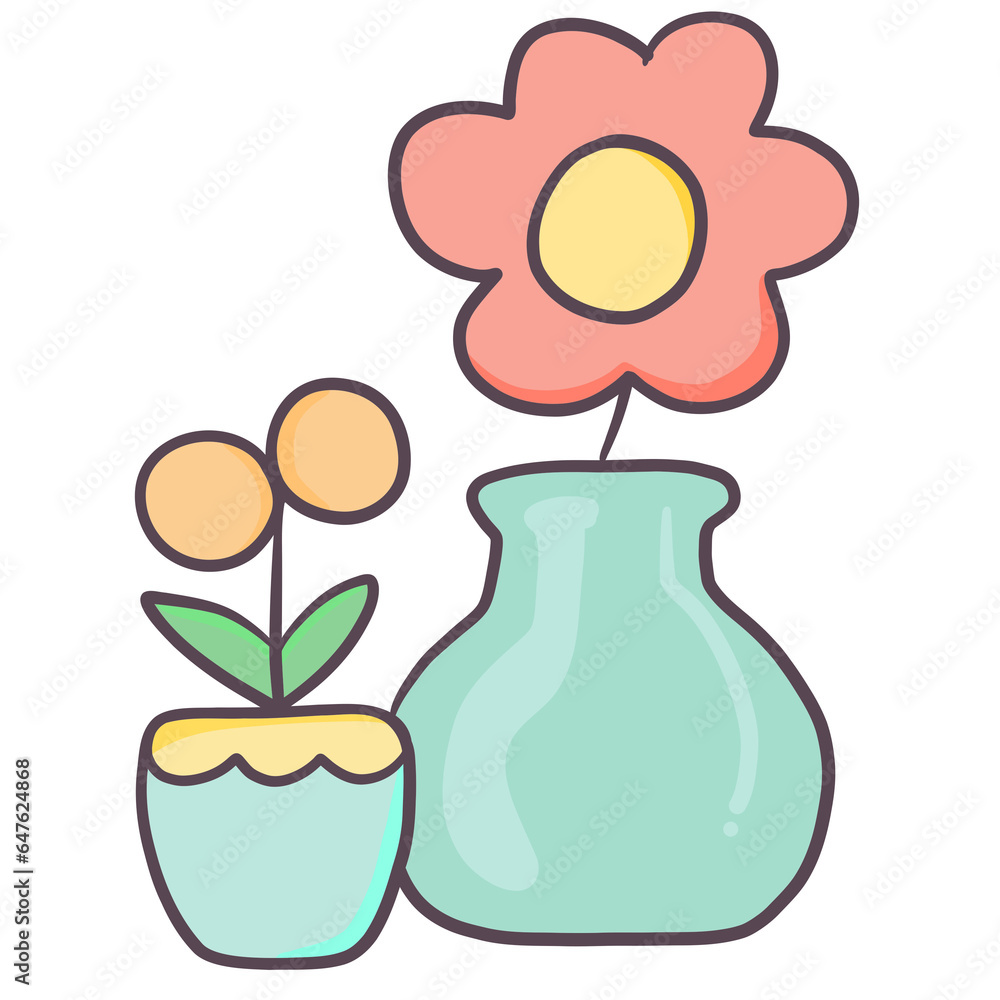 Flowers and vases, minimalist style Flowers and vases, minimalist style