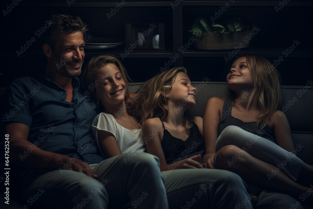 Happy modern American family sitting on a modern house couch. close - up Happy modern American family sitting on a modern house couch. close - up