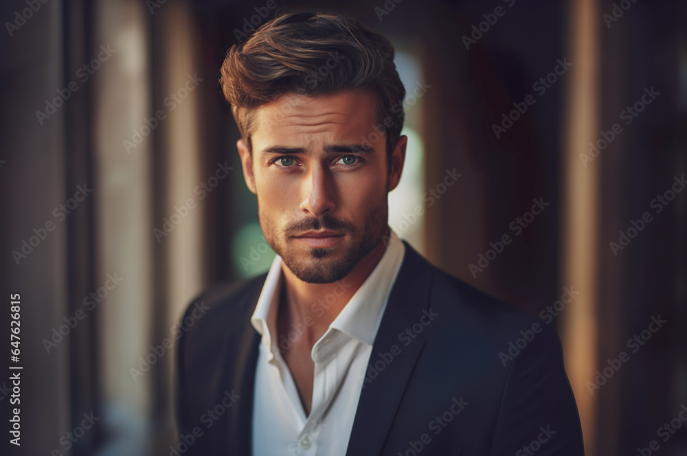 Photo of handsome young male on dark background Photo of handsome young male on dark background