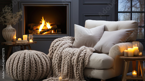Scandinavian Comfort: Modern Living Room with Fireplace