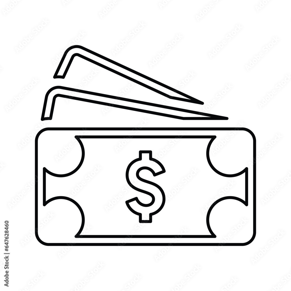 Dollar Money icon. Line, outline design. Dollar Money icon. Line, outline design.