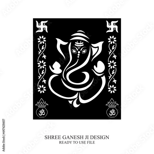 Shree Ganesh Creative Background line art design for poster and greeting cards  of Ganesh chaturthi