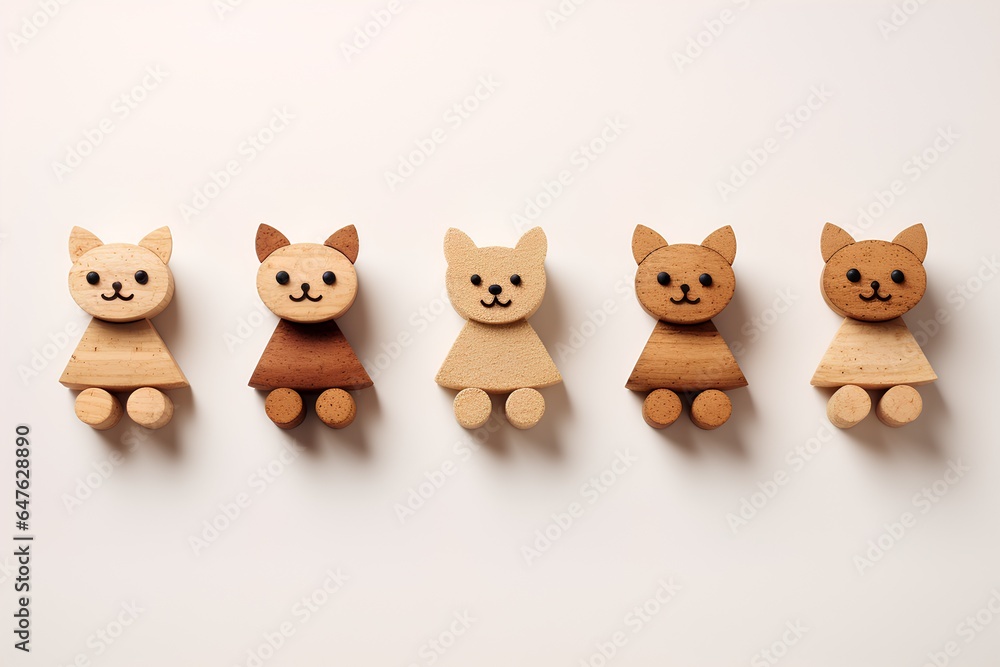 Naklejka premium コルクでできた可愛いい動物たちのアイコン(3Dピクト)