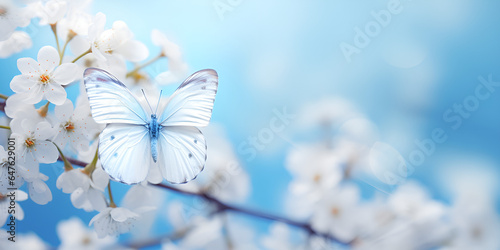 Blue Holly Butterfly And Hyacinth Purple Flower On The Turquoise Blurred Background,   HD flowers the nature wallpaper © Ayesha