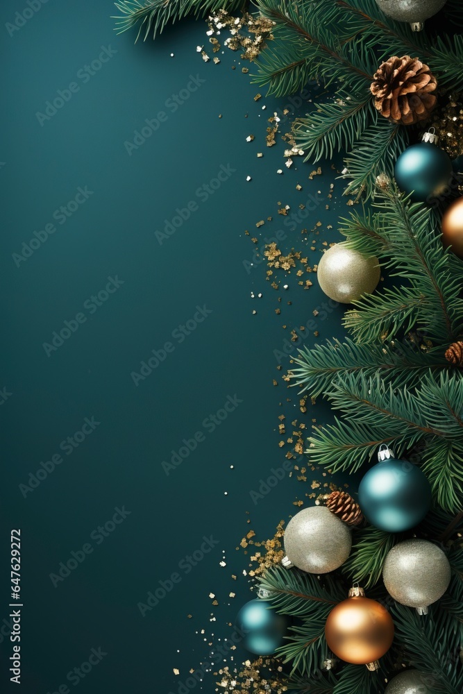 Christmas themed banner with blank space for text on a green background. Christmas themed banner with blank space for text on a green background.