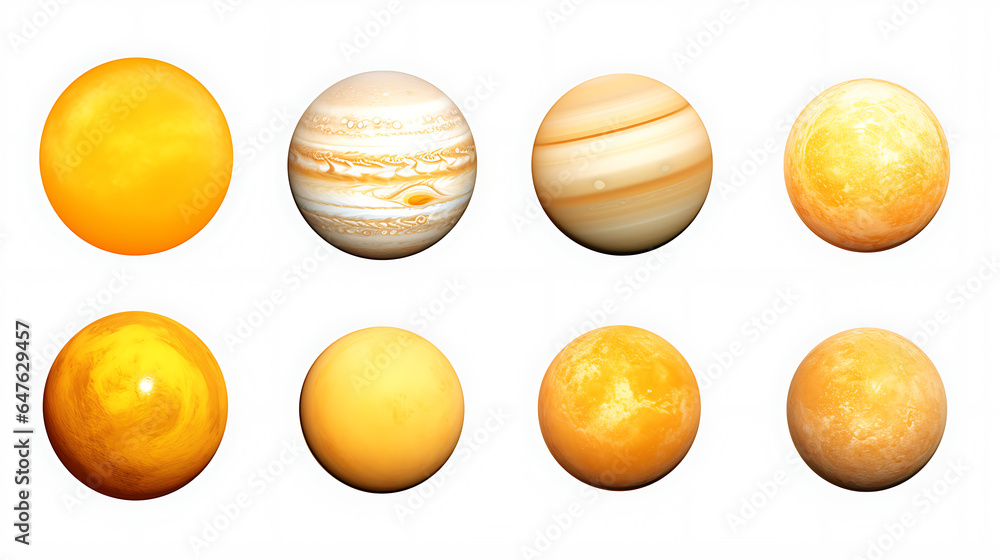 yellow animated planets like Mercurius Venus Aarde Mars Jupiter