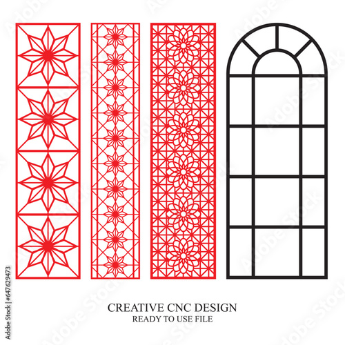 Gate Jali Design for laser Graphic and Plywood, Partition, Cnc Router Design, Acrylic and CNC Machine laser Cutting vector  photo