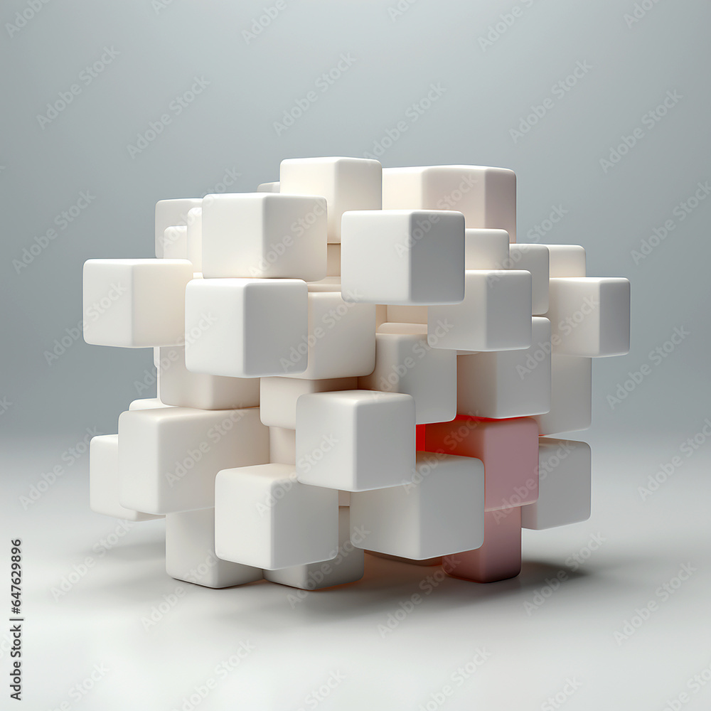 Beautiful white lacquered cubes stacked in rows Beautiful white lacquered cubes stacked in rows