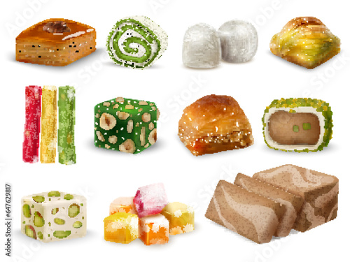 Turkish Sweets Realistic Set