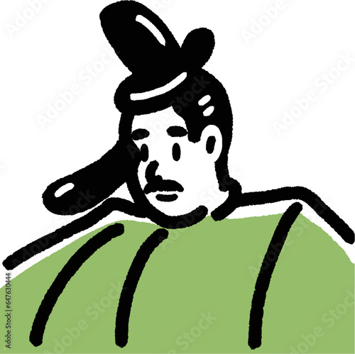 歴史の政治家の人物　藤原道長のシンプル線画の上半身のイラスト似顔絵