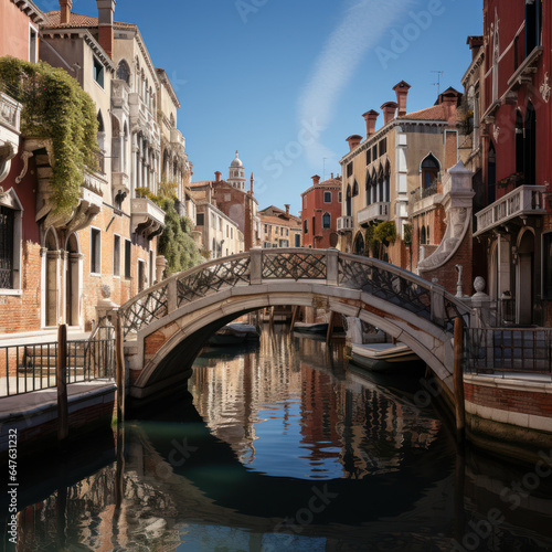 A Venetian canal with gondolas and ornate bridges  © Sekai