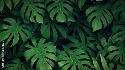 Decorative background with tropical plants and leaves. 