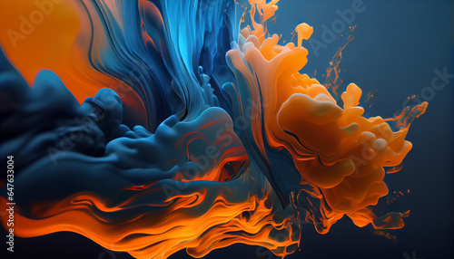 Abstract of blue and orange colors flowing in the underwater background, Ai generated image © FH Multimedia
