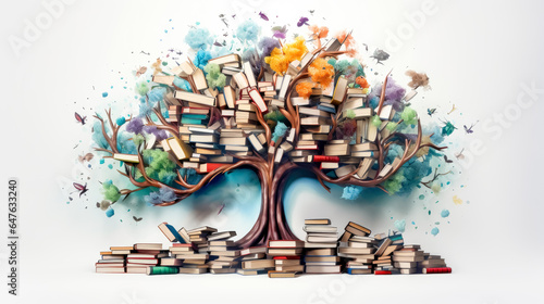 Lots of books forming a tree, tree of books.