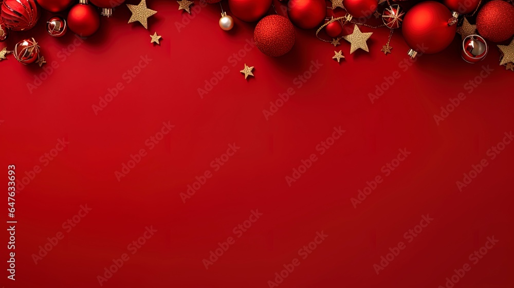Christmas themed banner with blank space for text on a red background. Christmas themed banner with blank space for text on a red background.