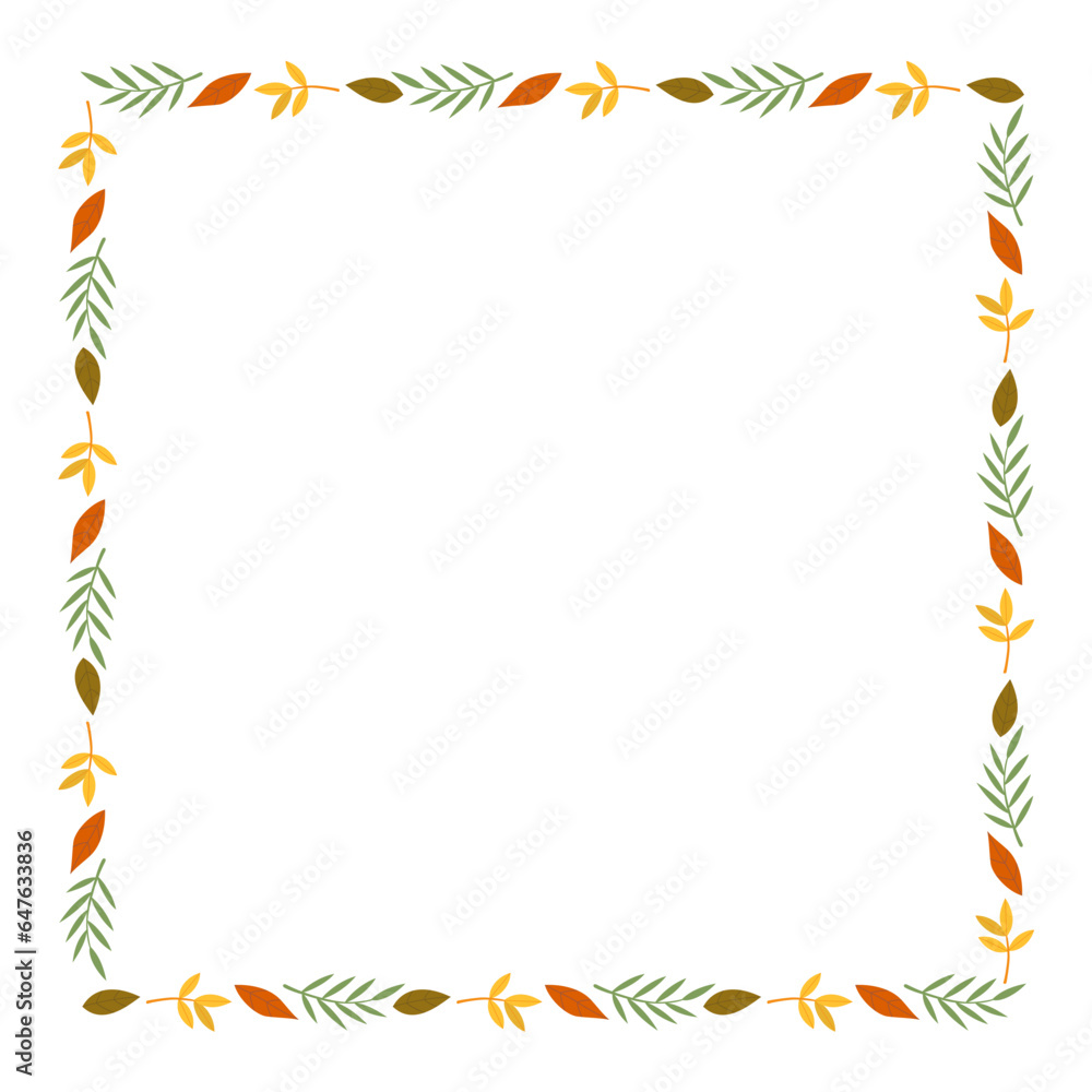 Autumn various leaves square frame on white background. Autumn various leaves square frame on white background.