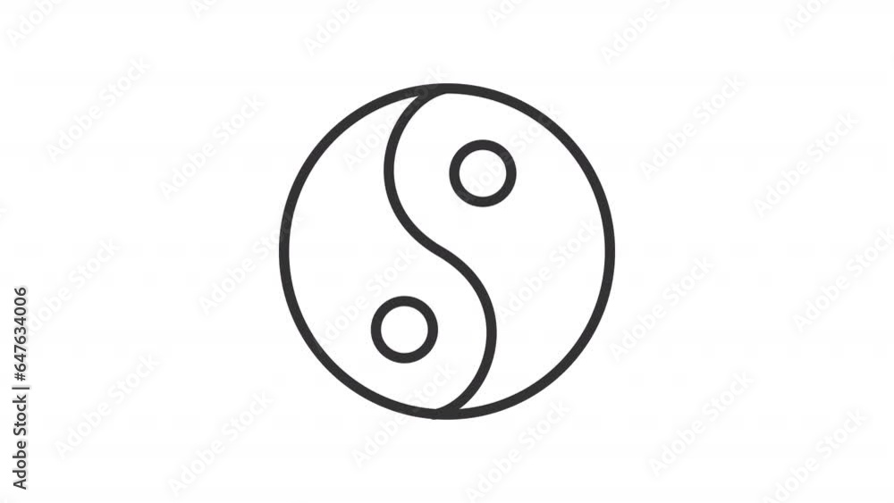 Black simple thin line animation of yin and yang, HD video with transparent background, seamless loop 4K video representing meditation. Black simple thin line animation of yin and yang, HD video with transparent background, seamless loop 4K video representing meditation.