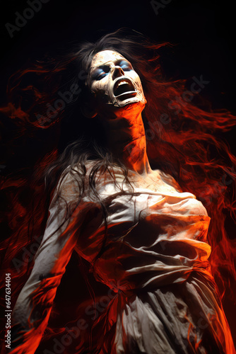 The Sinister Legend of Female Demon Bloody Mary: A Rendering by Generative AI